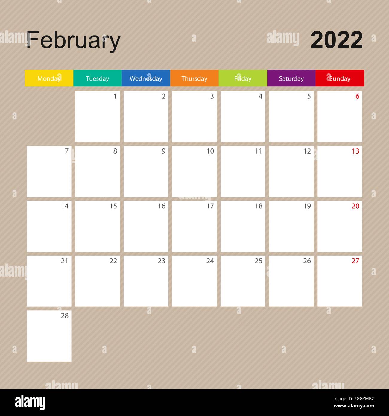 Feb 2022 Calendar Template