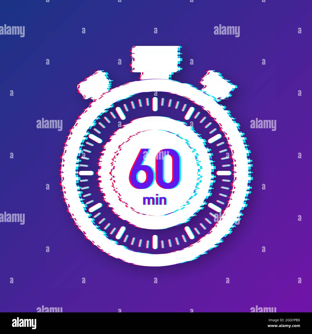 The 60 Minutes Stopwatch Vector Glitch Icon Stopwatch Icon In Flat The 60 Minutes Stopwatch Vector Glitch Icon Stopwatch Icon In Flat