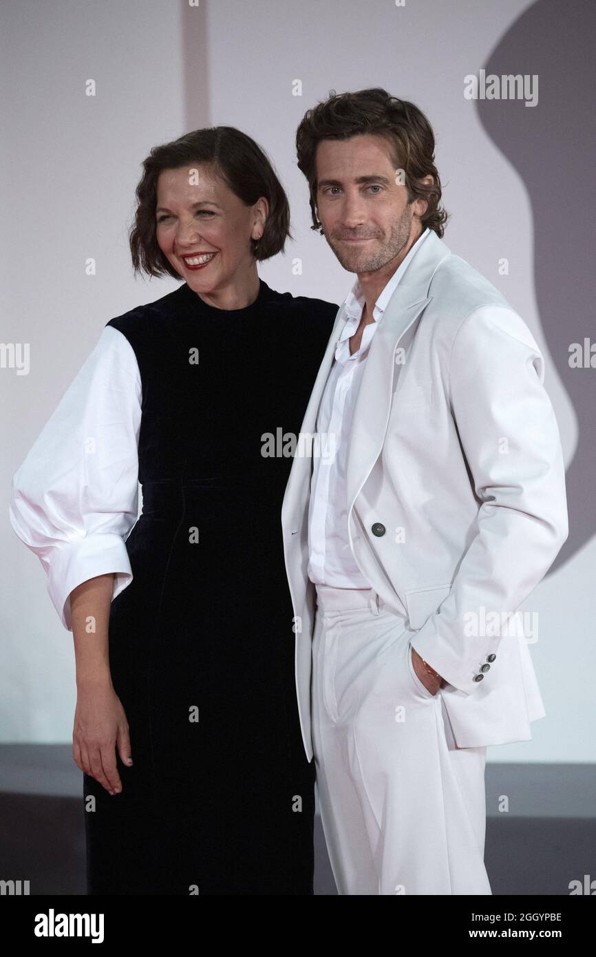 Maggie Gyllenhaal and Jake Gyllenhaal attending The Lost Daughter Premiere as part of the 78th Venice International Film Festival in Venice, Italy on September 03, 2021. Photo by Aurore Marechal/ABACAPRESS.COM Stock Photo