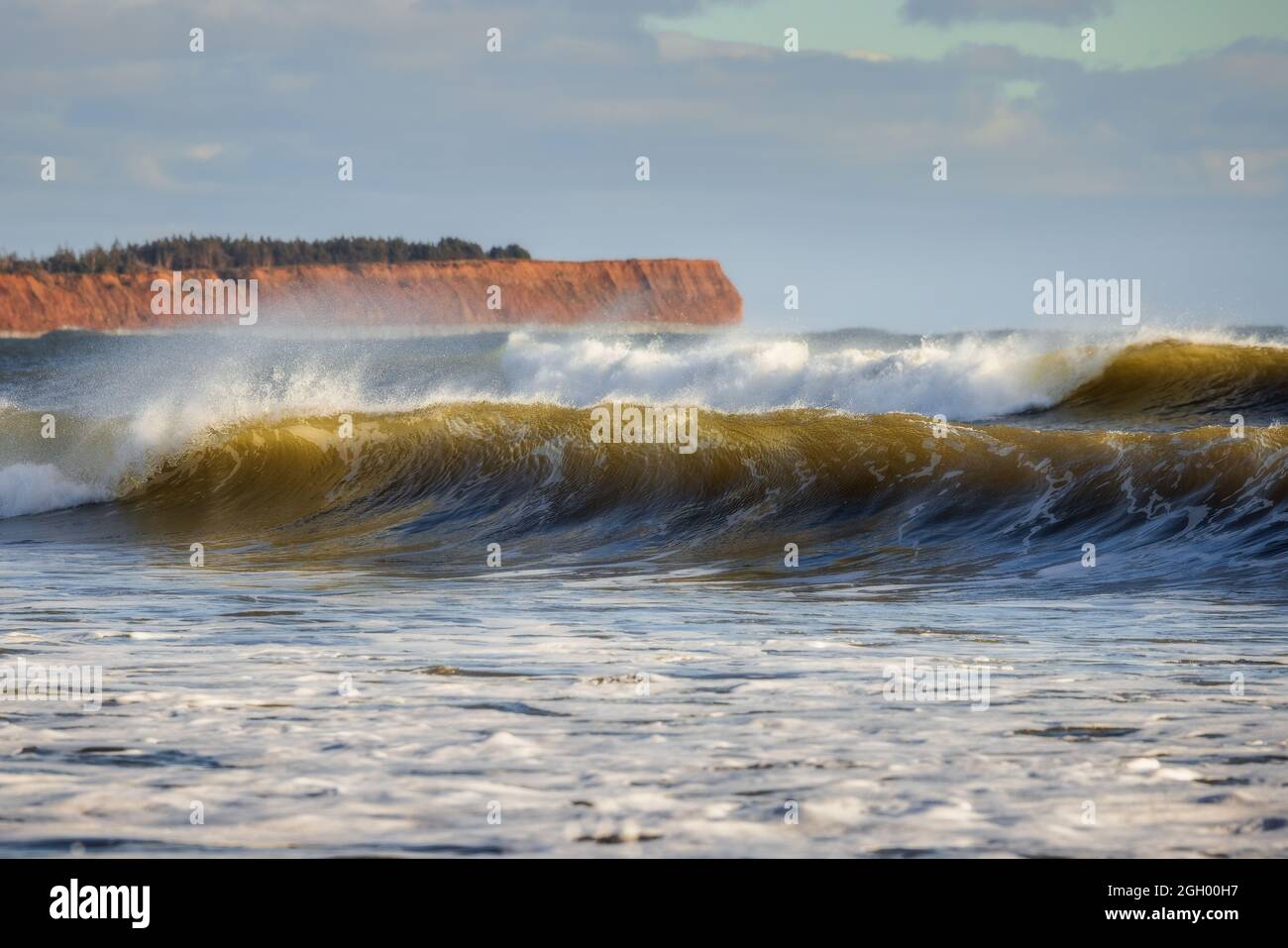Splashing waves at Lawrencetown Beach, Nova Scotia, Canada. Stock Photo