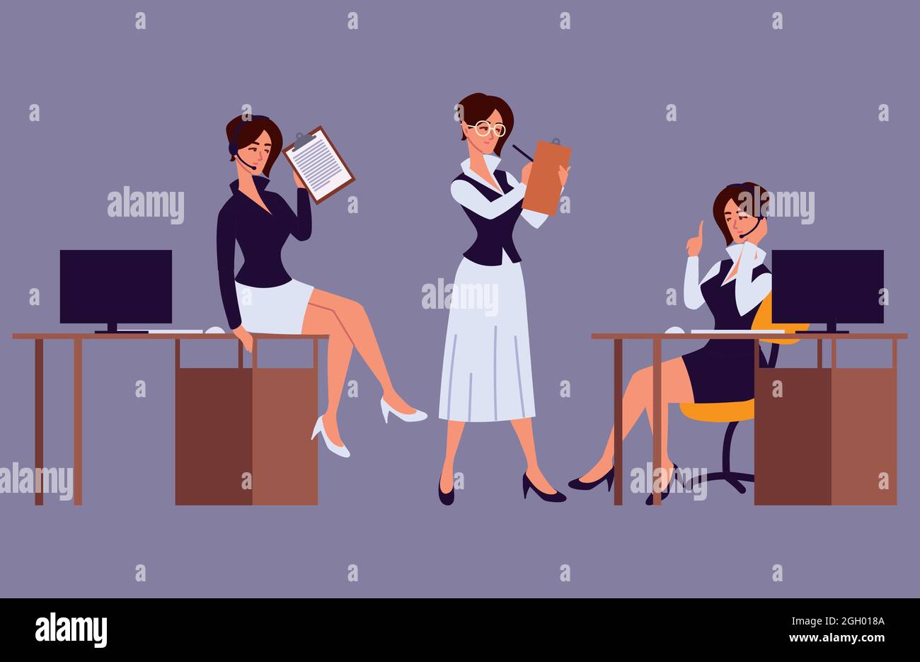 female office assistant working Stock Vector Image & Art - Alamy