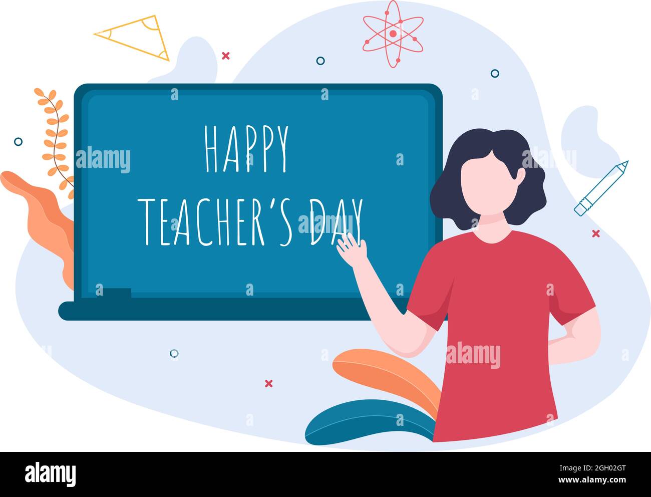 Happy Teacher's Day Background Vector Illustration with Educational Style, Online Coaching to Student for Poster, Brochure, or Banner Template Stock Vector