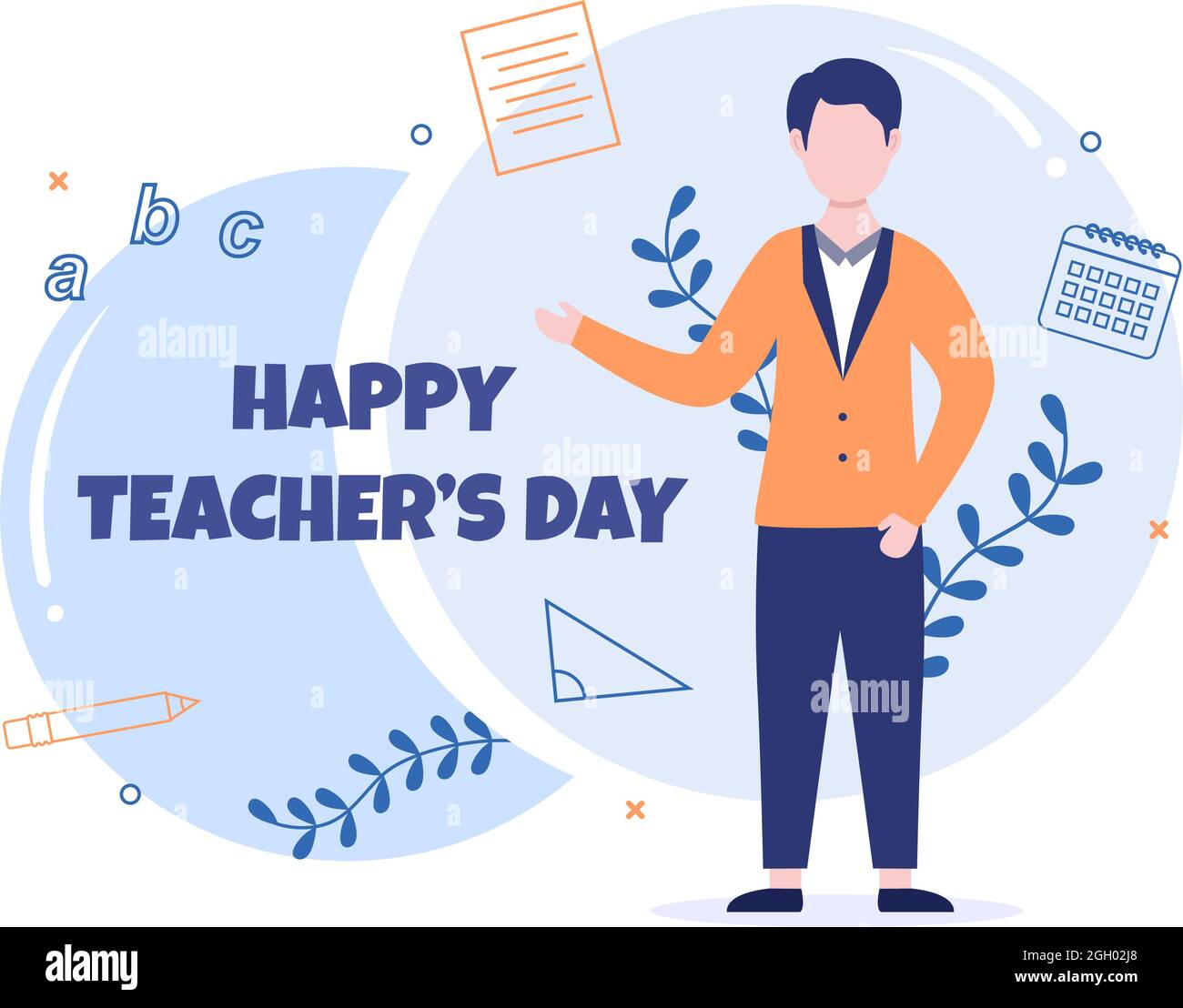 Happy Teacher's Day Background Vector Illustration with Educational Style, Online Coaching to Student for Poster, Brochure, or Banner Template Stock Vector