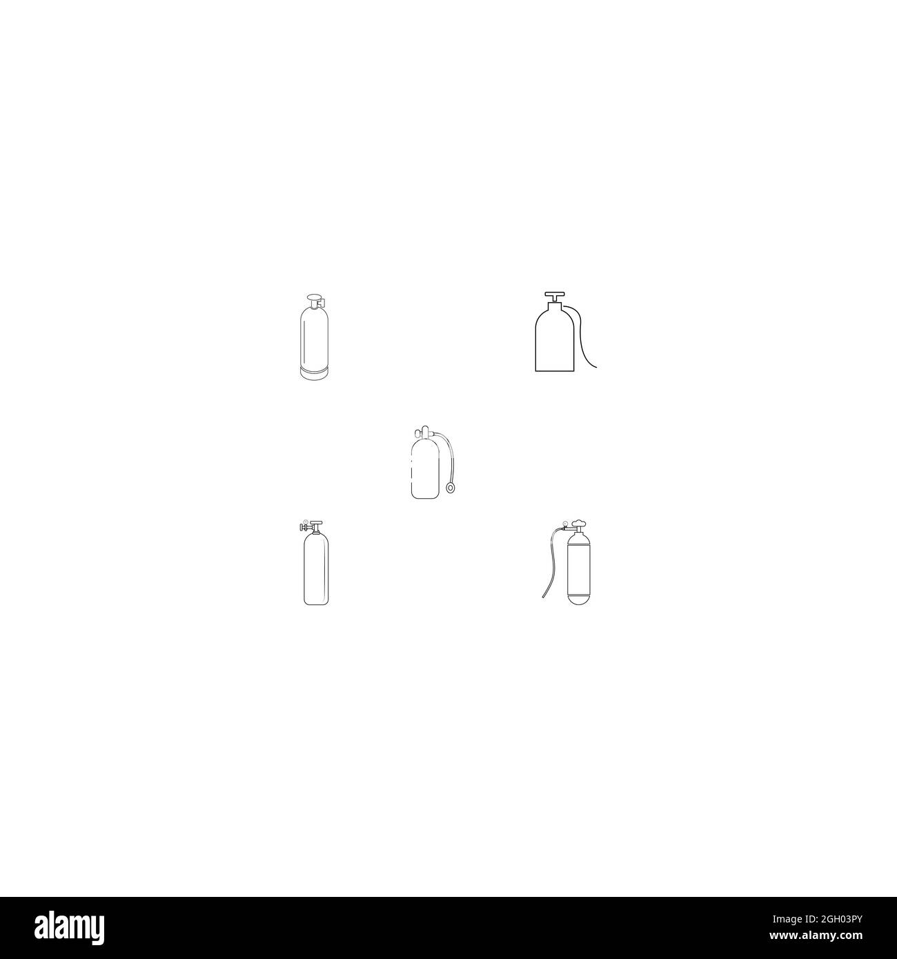 Oxygen Cylinder icon, Gas cylinder tank for all inert and mixed inert gases, vector icon - Vector Stock Photo