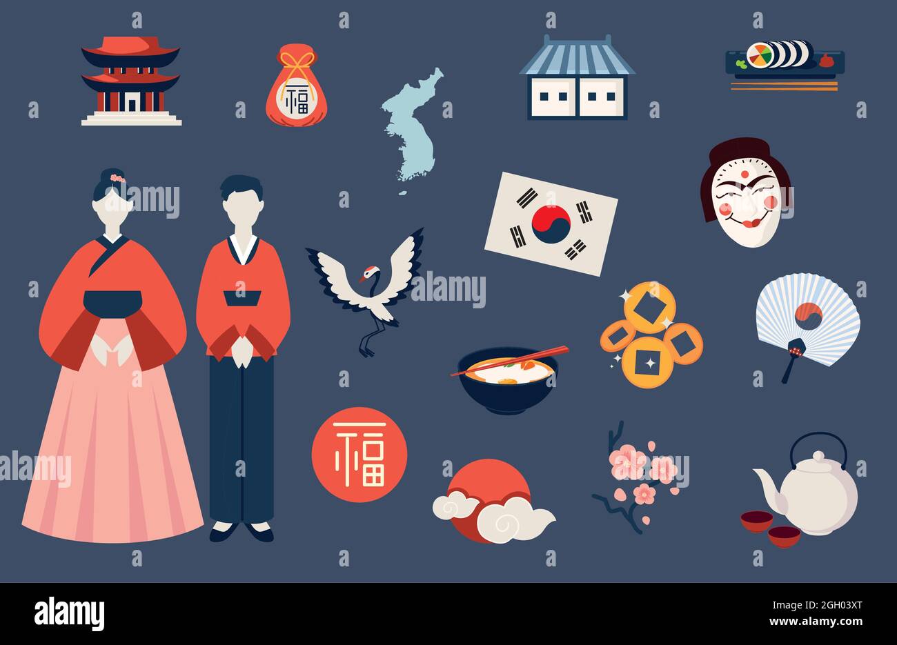set of korean culture Stock Vector Image & Art - Alamy