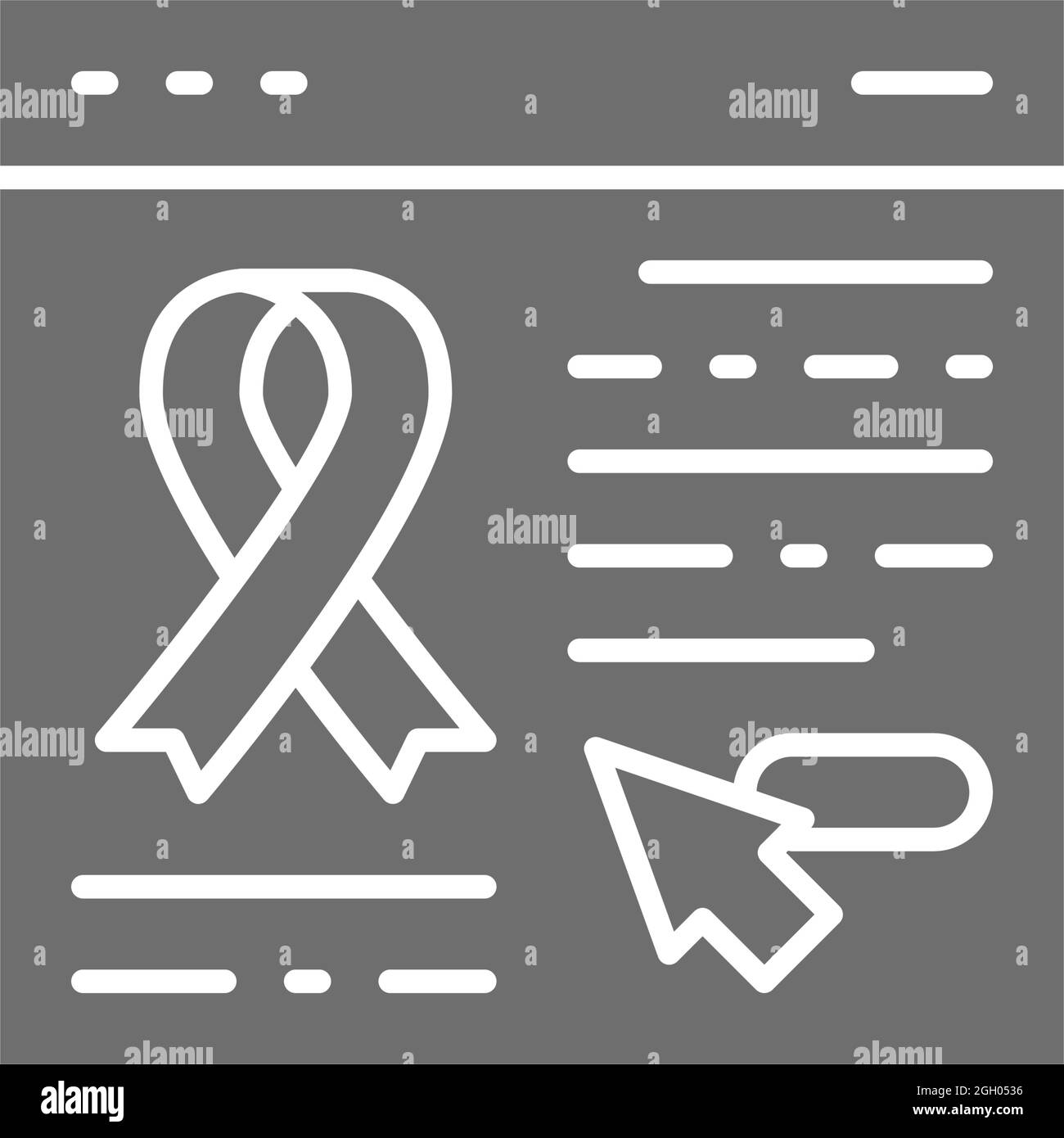 Donation website, web page with awareness ribbon, organs transplant grey icon. Stock Vector