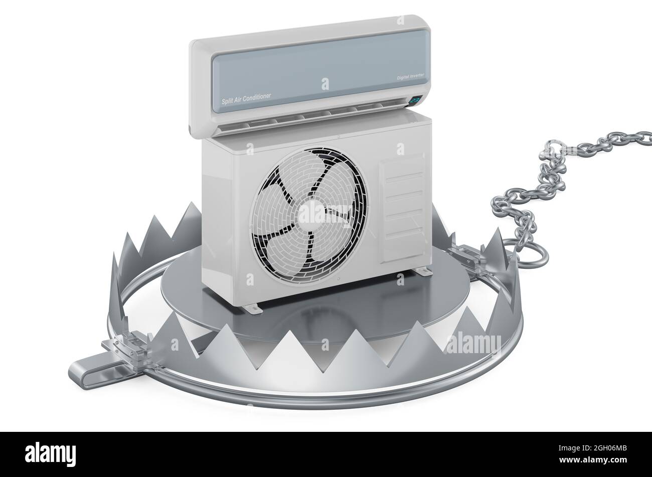 Bear Trap with air conditioner, 3D rendering isolated on white ...