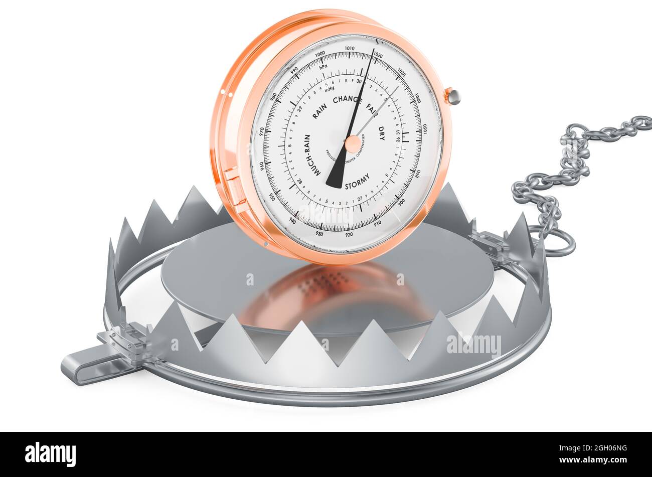 Bear trap with barometer, 3D rendering isolated on white background ...
