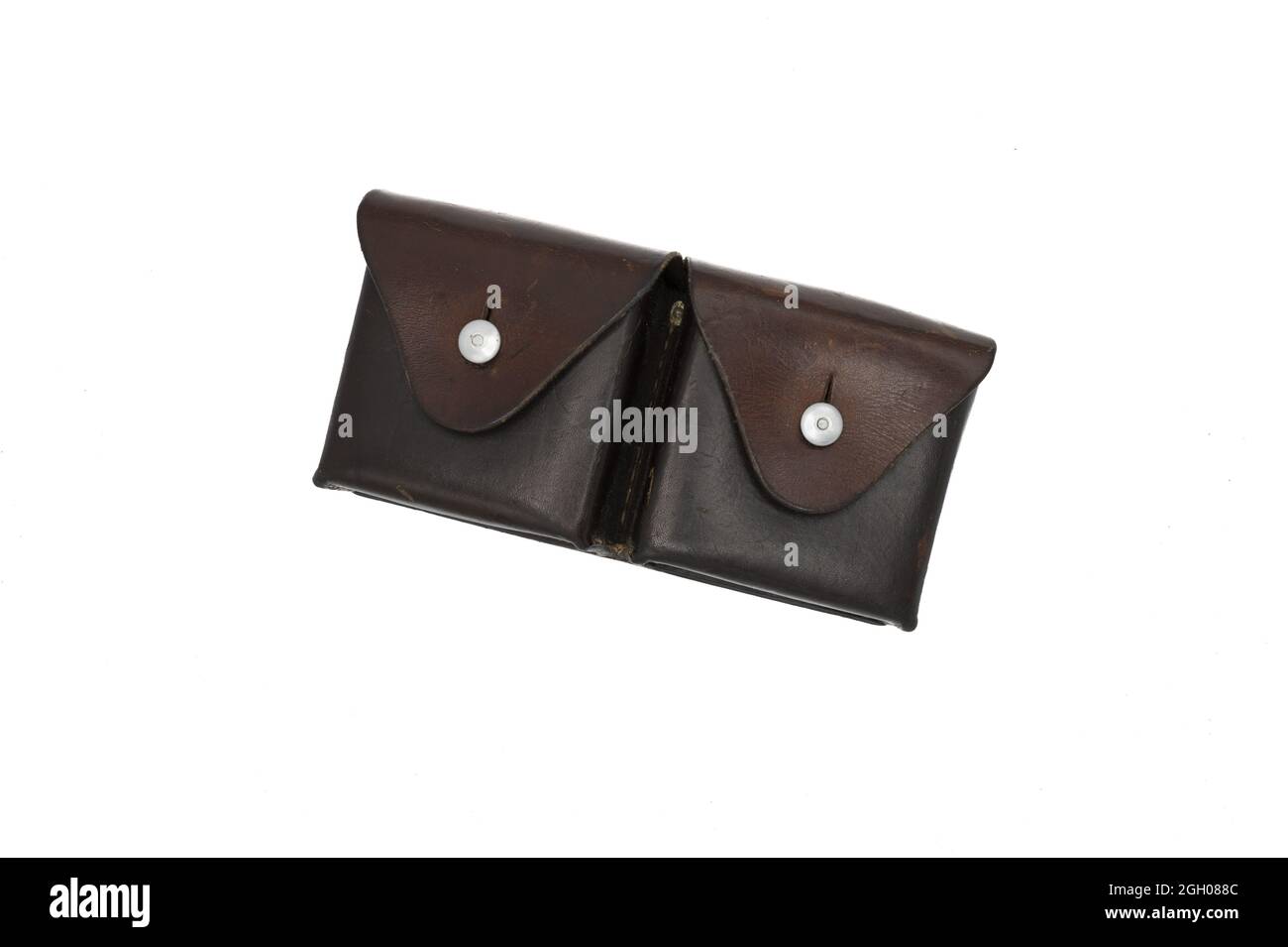 Leather holster for war soldiers' chargers during WWII on a white background Stock Photo