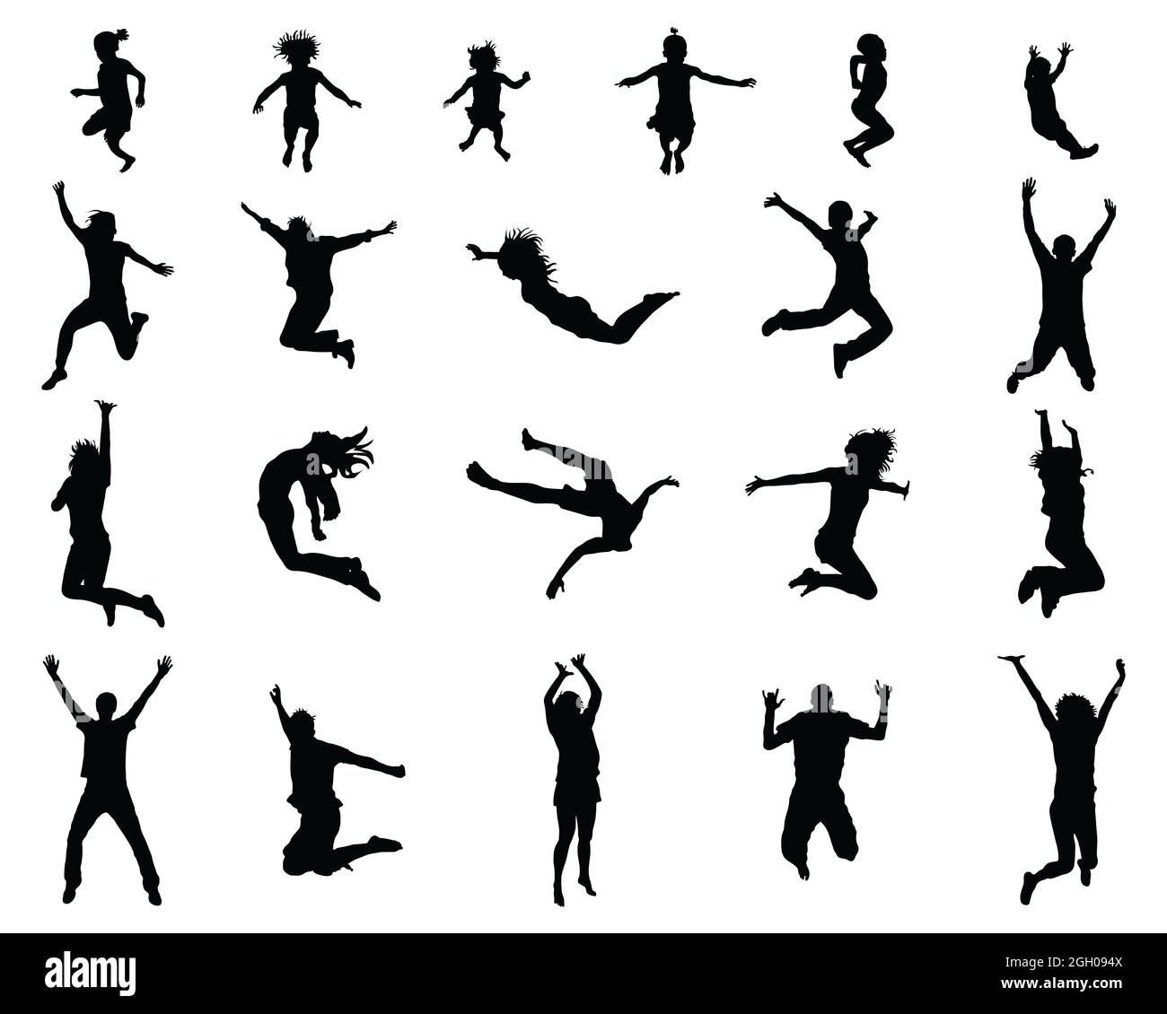 Black silhouettes of jumpers on a white background Stock Photo - Alamy