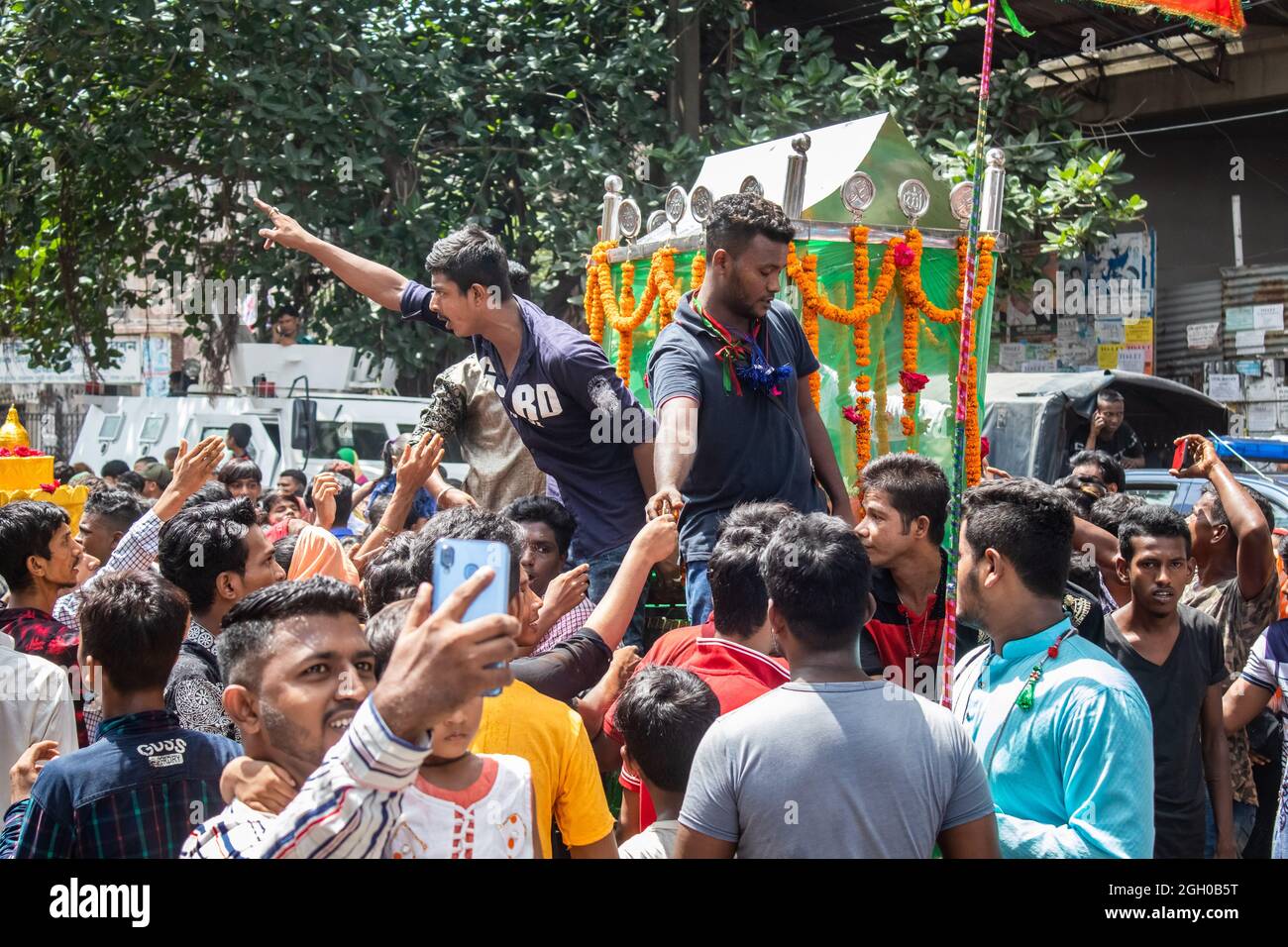 Yearly calm procession of Shia Muslims. Every year they celebrate this calm procession against bad humans. On this day they also pray for world peace. Stock Photo