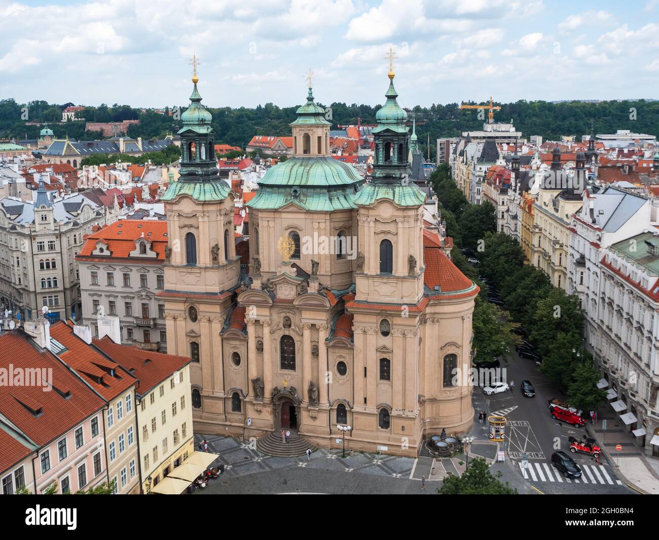 Prague, Czech Republic - July 3 2021: Saint Nicolas Czechoslovak Hussite Church on Old Town Square Stock Photo