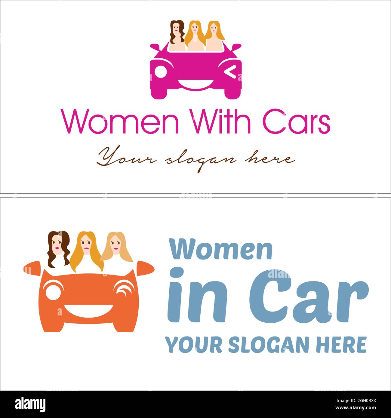 Women car character logo design  Stock Vector