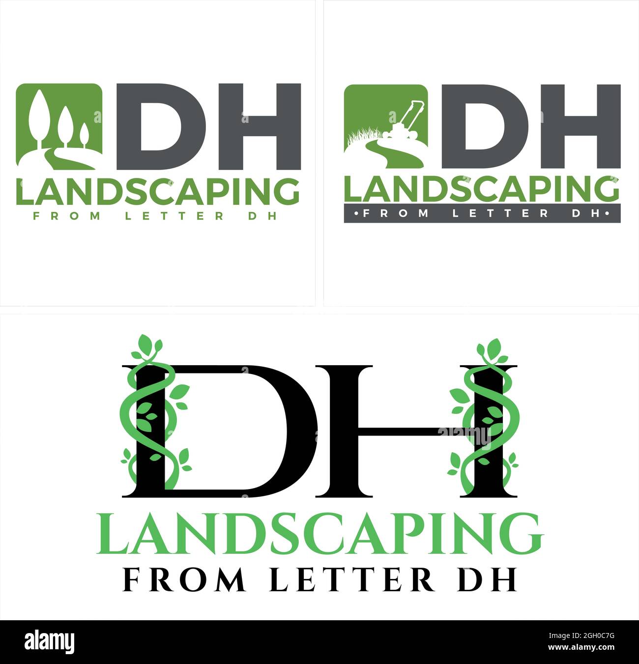Landscaping lawn mower logo design Stock Vector