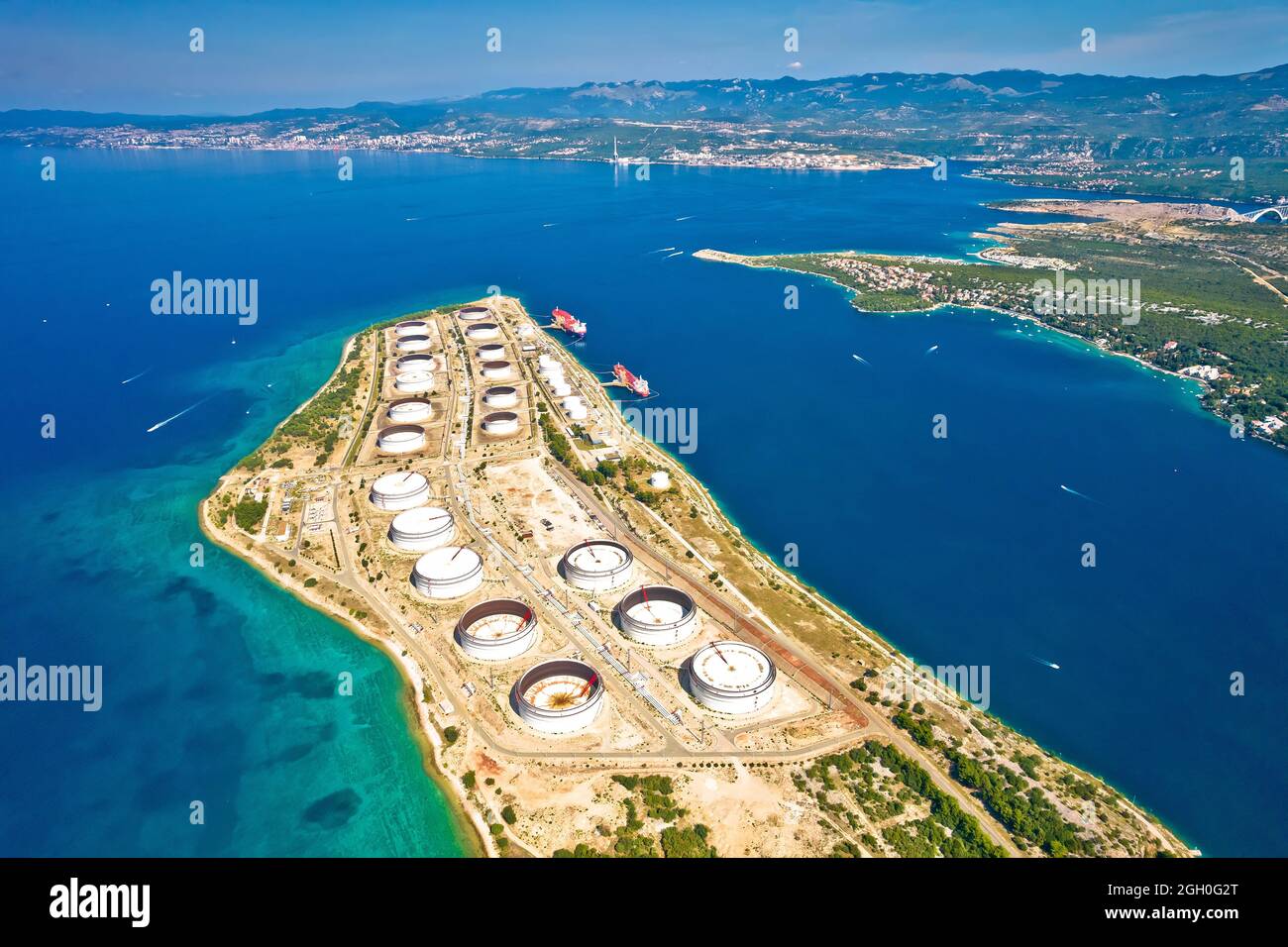 LNG terminal on Krk island aerial view, energy port in Croatia Stock Photo  - Alamy