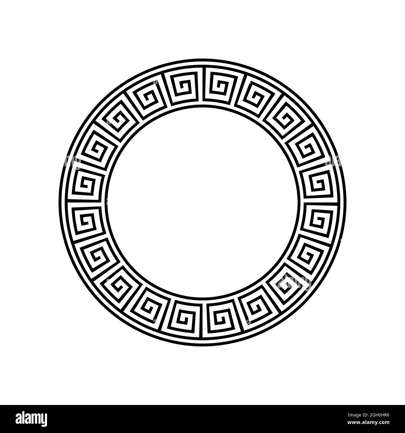 Ancient abstract ornament. Round aztec pattern. Decorative circular frame. Geometric rosette element. Greek style art design element. Circular meander Stock Vector