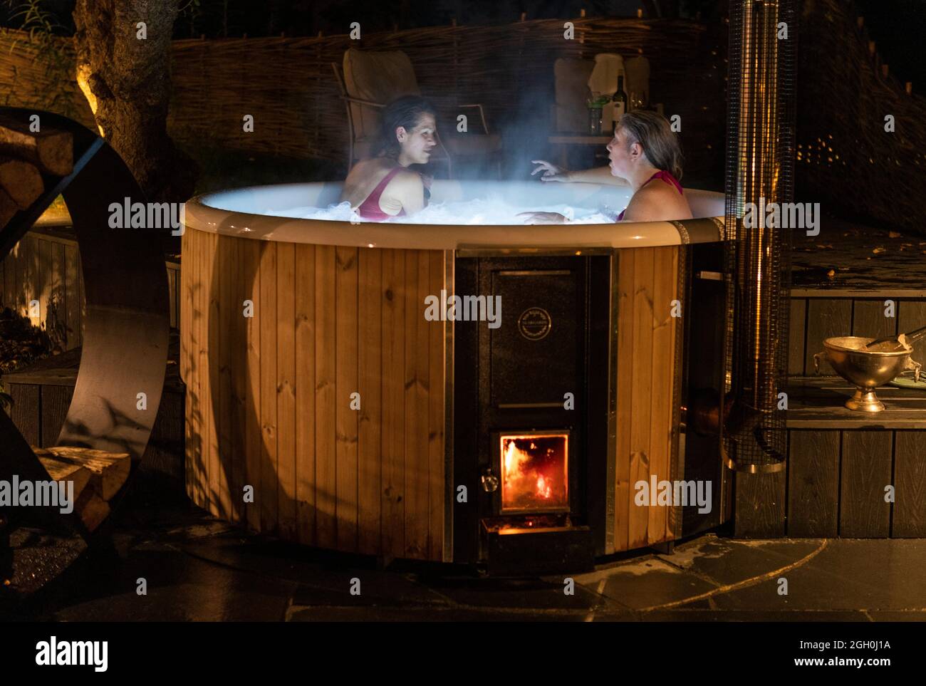 A Skargards Swedish hot tub at Eagle Mill Rooms, Houghton