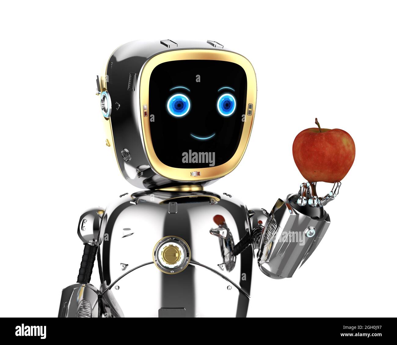 Agriculture technology with 3d rendering robot assistant with red apple  Stock Photo - Alamy