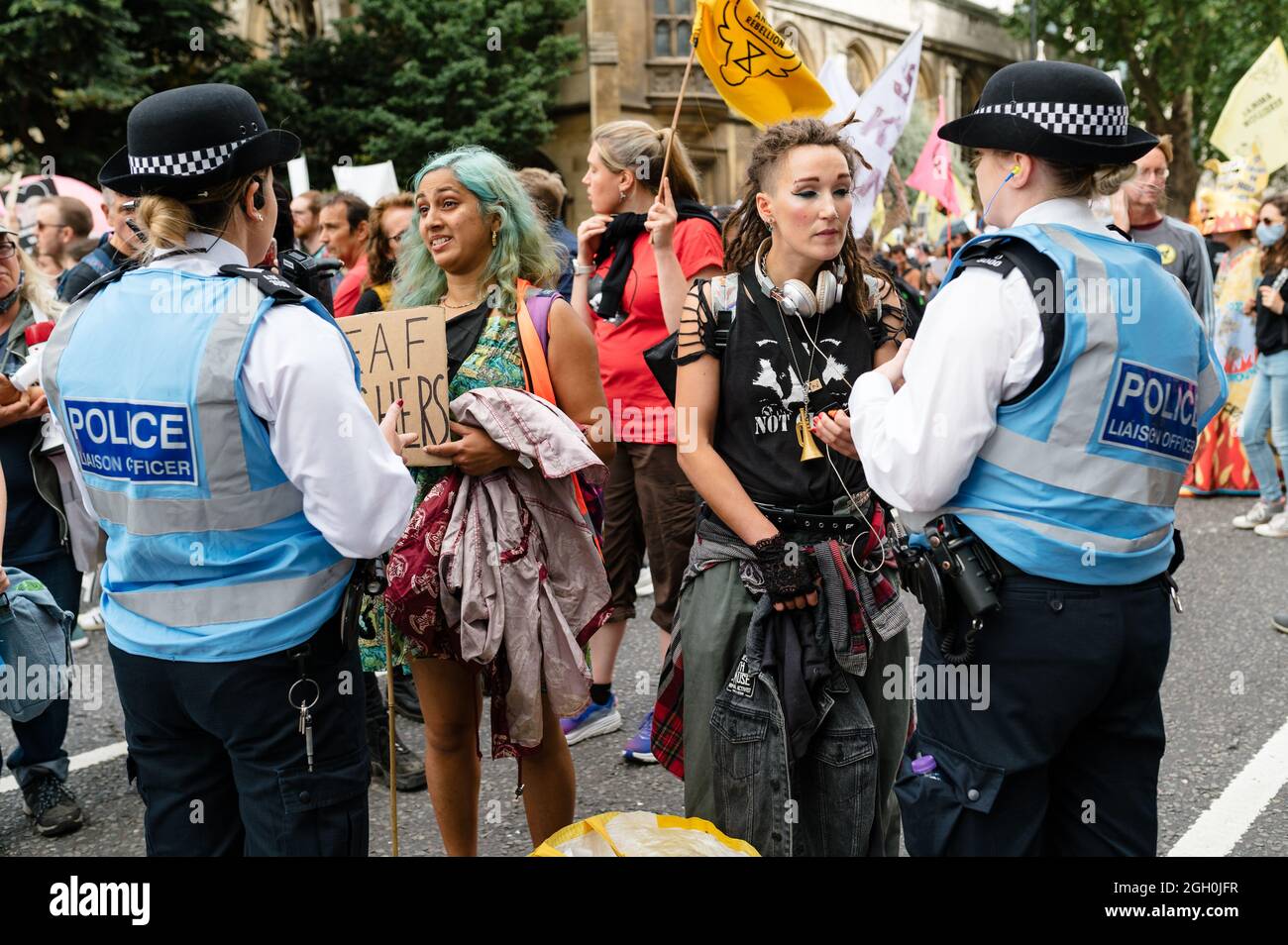 London, UK. 28 August 2021. Animal Rebellion and Extinction Rebellion ...