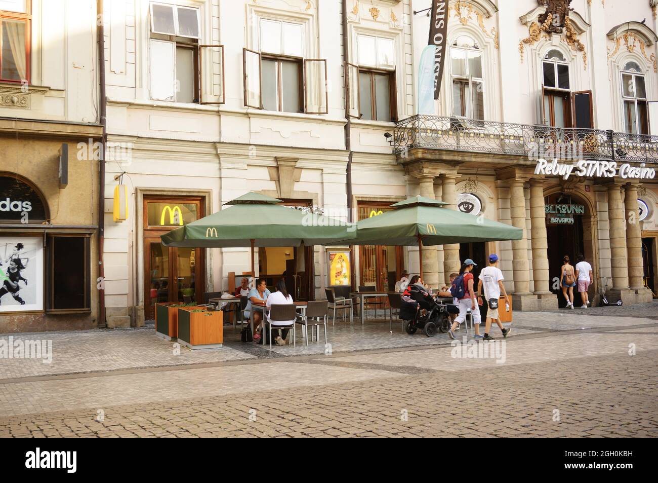 PRAGUE, CZECH REPUBLIC - Jul 26, 2019: Many people sitting at McDonald's fast-food restaurant in Prague, Czech Republic Stock Photo