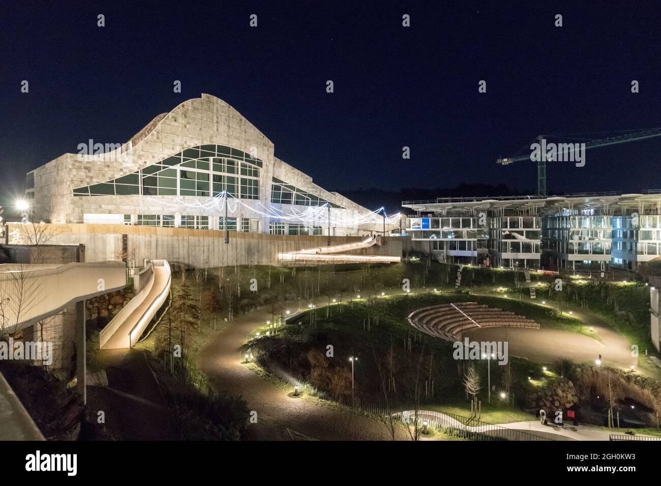 Santiago de Compostela, Spain. The City of Culture of Galicia (Cidade da Cultura), a complex of cultural buildings designed by Peter Eisenman Stock Photo