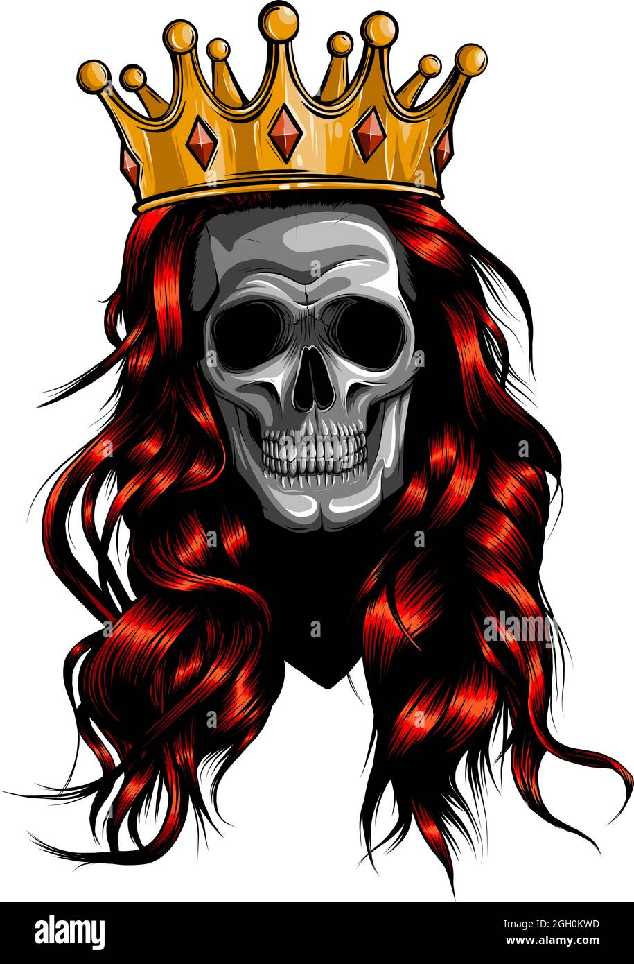 Skull with a King crown. Vector illustration. Stock Vector