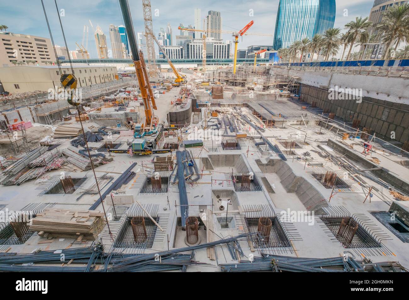 Foundation work at a large building construction project in the new