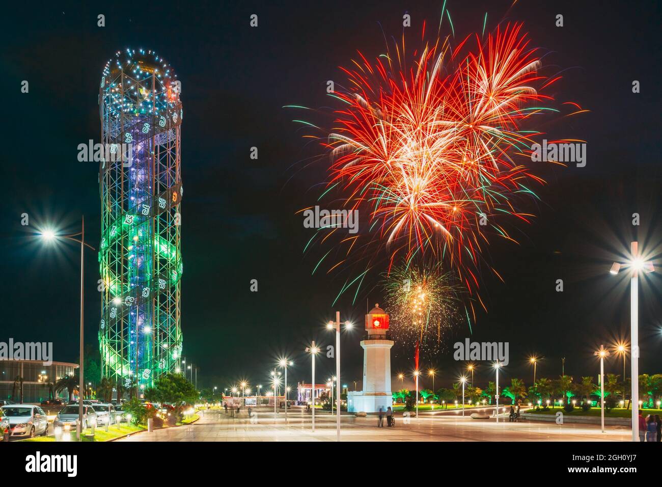 Batumi, Adjara, Georgia. Festive Salute During Celebration Of ...