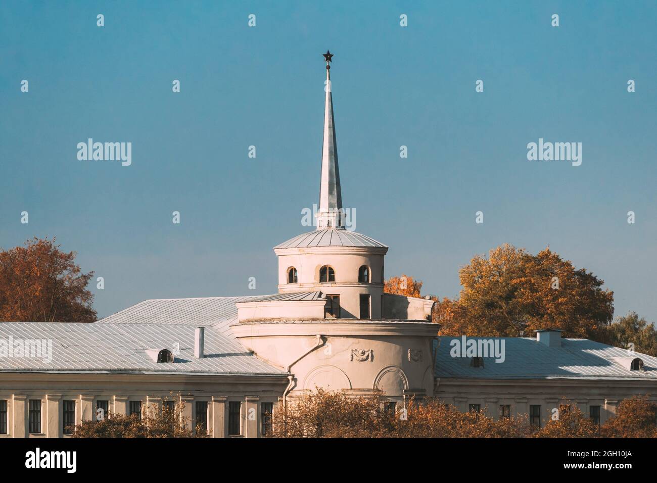 Grodno, Belarus. View Of New Hrodna Castle In Summer Day. Royal Palace Of Augustus Iii Of Poland And Stanislaw August Poniatowski Where Famous Grodno Stock Photo