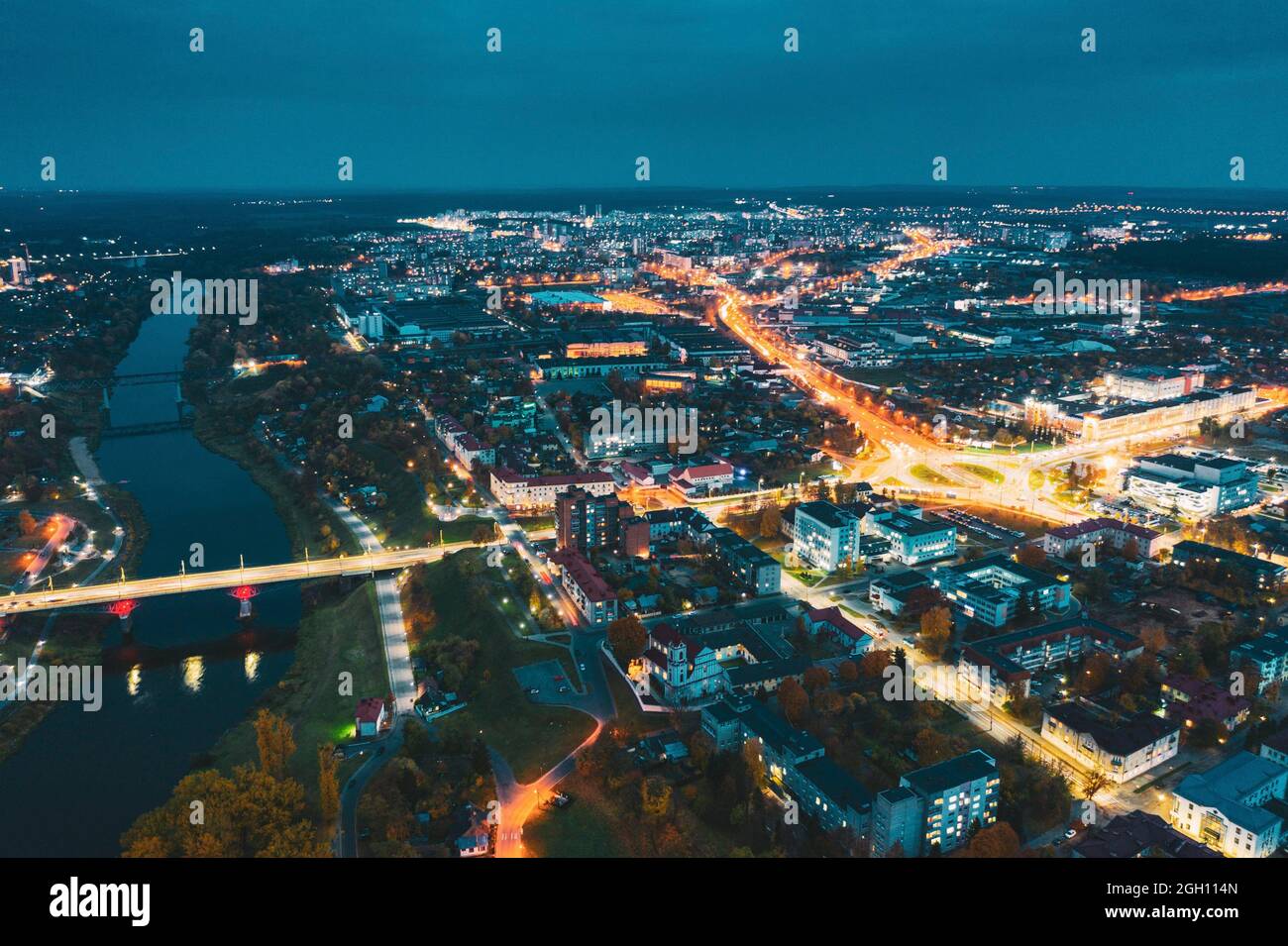 Grodno Belarus Aerial Birds Eye View Of Hrodna Cityscape Skyline