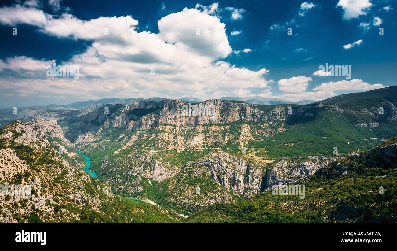 Panorama Of Amazing Landscape Of The Gorges Du Verdon In South Eastern France Provence Alpes Cote D Azur Stock Photo Alamy