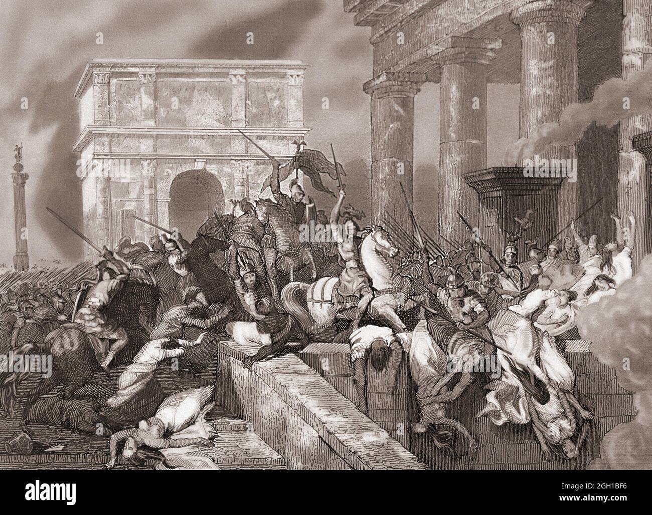 Древний рим конец. Нашествие Гензериха на Рим Брюллов. 1527 Год разграбление Рима. Взятие Рима готами 410 г.. 410 Г разграбление Рима готами Алариха.