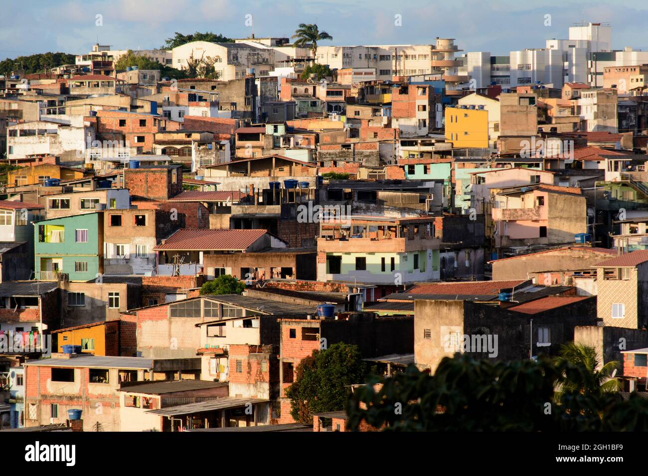 Salvador, Bahia, Brazil - March 05, 2014: View of popular houses built by the poorest people, without the support of the city government. Salvador, Ba Stock Photo