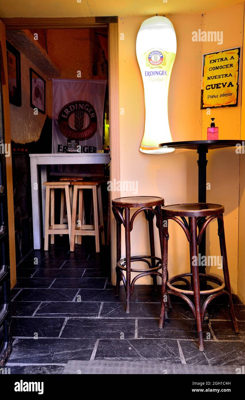 Bar and Brewery. Entry. Cardenal Cisneros street, Madrid, Spain. Stock Photo
