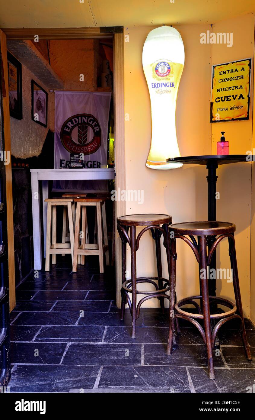 Bar and Brewery. Entry. Cardenal Cisneros street, Madrid, Spain. Stock Photo
