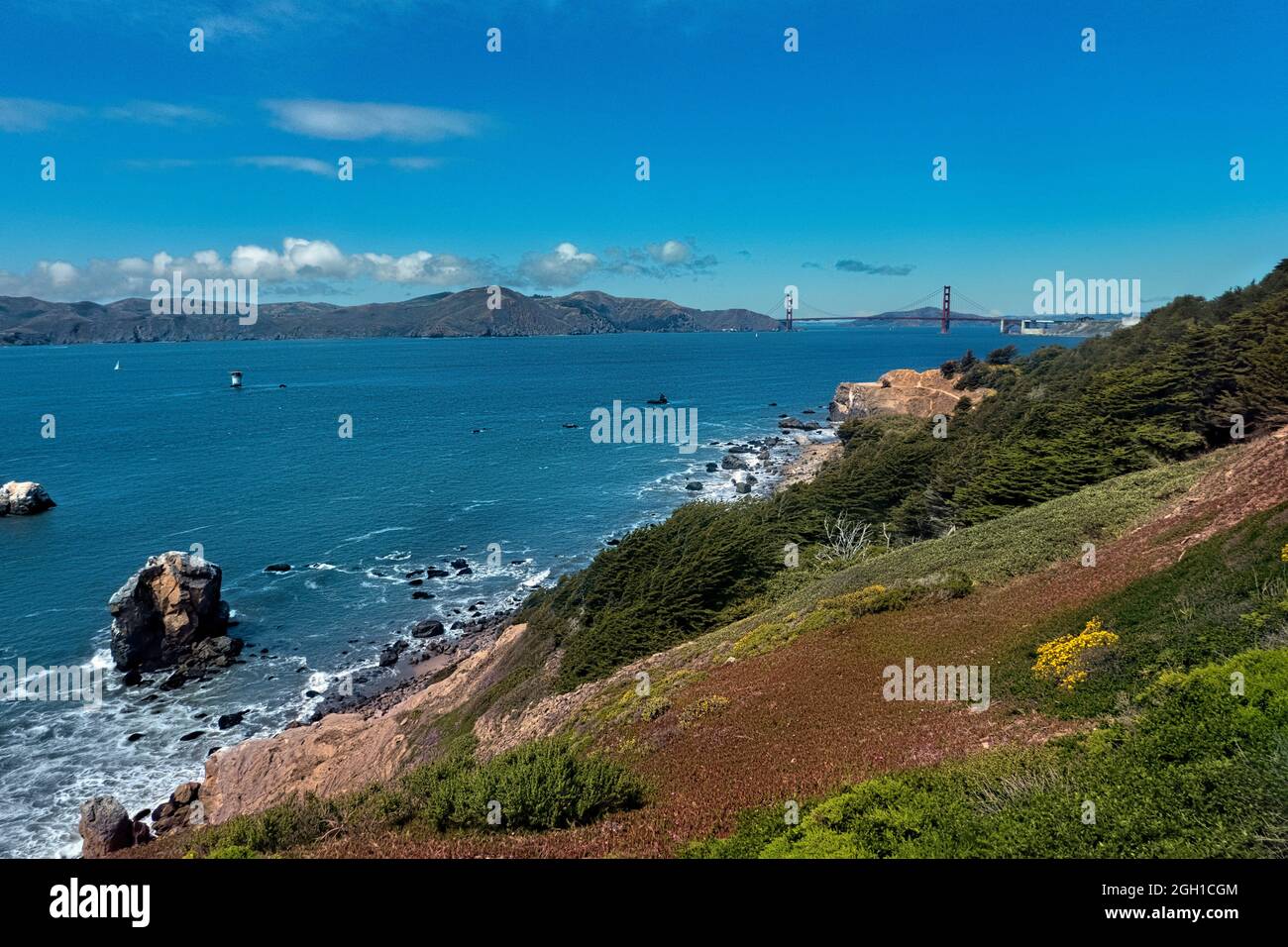 View of the Golden Gate Bridge from Lands End, San Francisco, California, U. S. A. Stock Photo