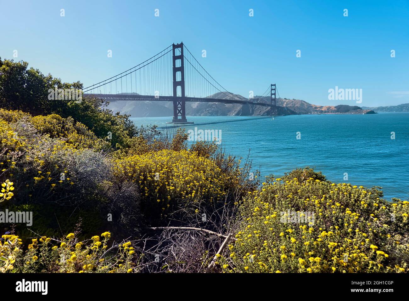 Classic view of the Golden Gate Bridge, San Francisco, California, U. S. A. Stock Photo