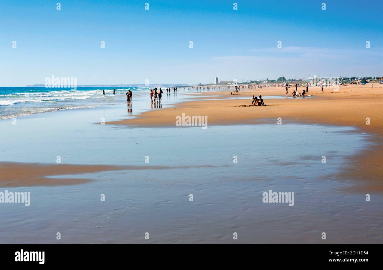 El Palmar beach, or Playa de El Palmar de Vejer, Costa de la Luz, Cadiz Province, Andalusia, southern Spain. Near Vejer de la Frontera. Stock Photo