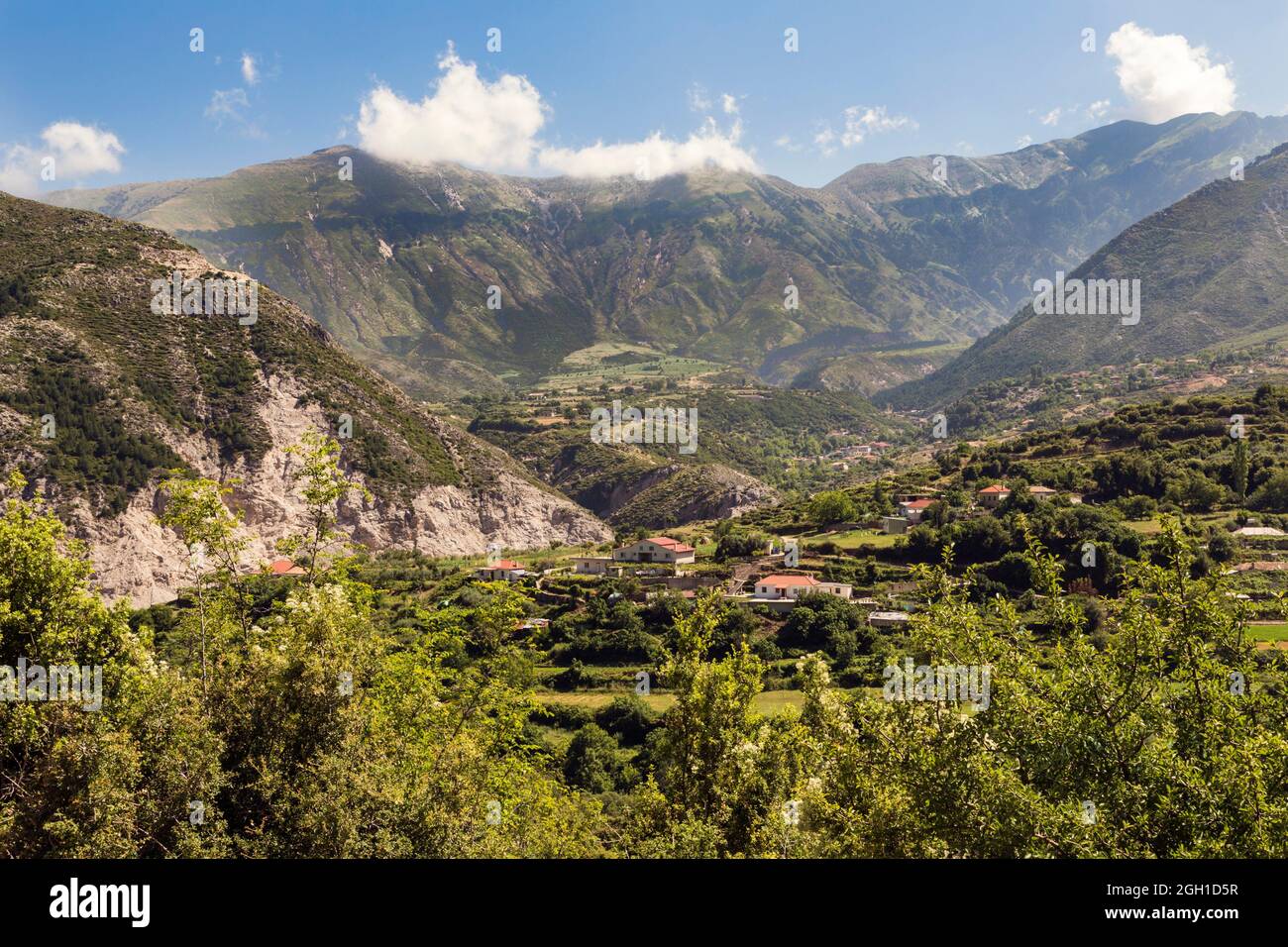 Albania. Landscape near Ducat. Farmland. Stock Photo