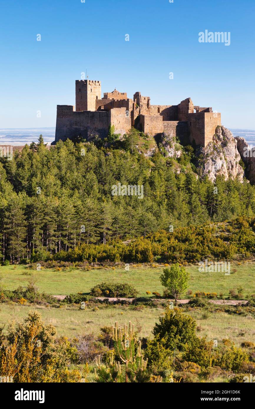 Loarre castle, near Loarre, Huesca Province, Aragon, Spain. The Romanesque castle is amongst Spainâ.s oldest, dating mostly from the 11th and 12th Stock Photo