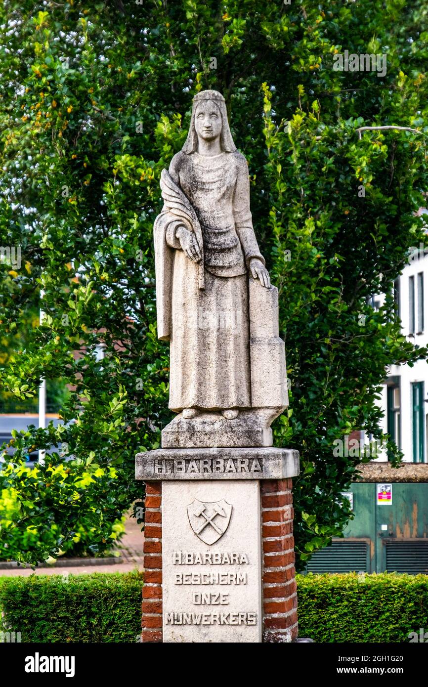 Thorn, The Netherlands, July 24th 2021: statue of H. Barbara, protector of mine-workers.Barbara, protector of mine-workers. Stock Photo