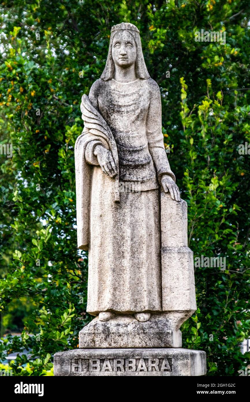 Thorn, The Netherlands, July 24th 2021: statue of H. Barbara, protector of mine-workers.Barbara, protector of mine-workers. Stock Photo