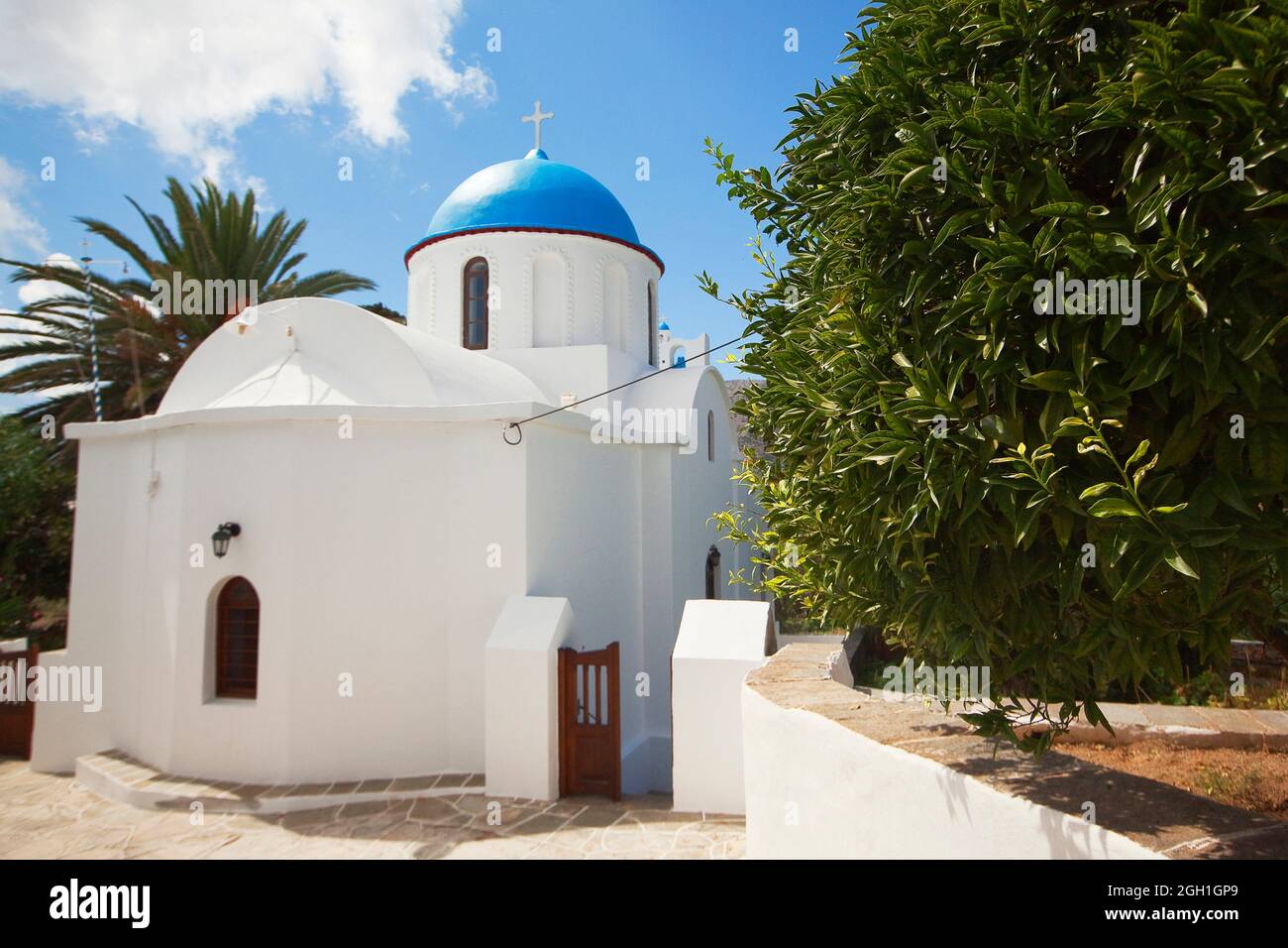 Blue domed church in Artemonas village, Sifnos Island, Cyclades Islands
