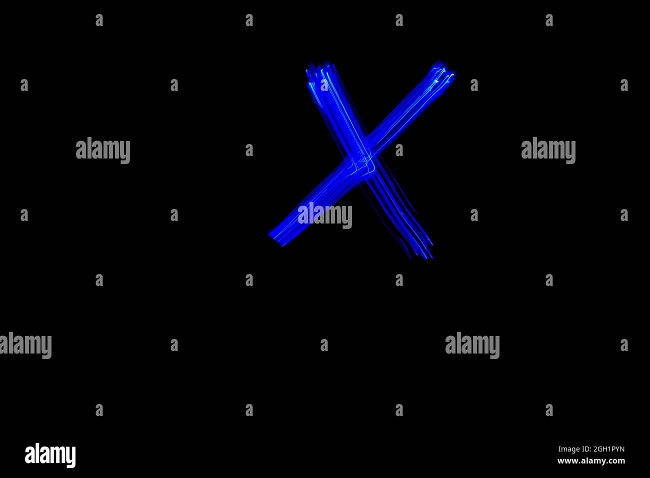 Letter X. Light painting alphabet. Long exposure photography. Drawn ...
