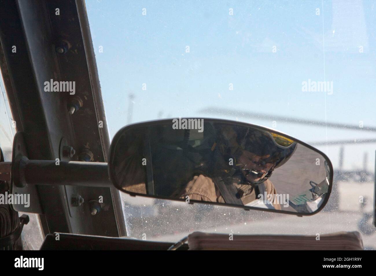 U.S. Marine Corps Capt. Kevin Hayles, pilot, Marine Heavy Helicopter Squadron 363 (HMH-363), reviews the flight operation itinerary, Camp Bastion, Helmand province, Afghanistan, Jan. 5. HMH-363 conducted flight operations in support of troops throughout the Helmand province. Stock Photo