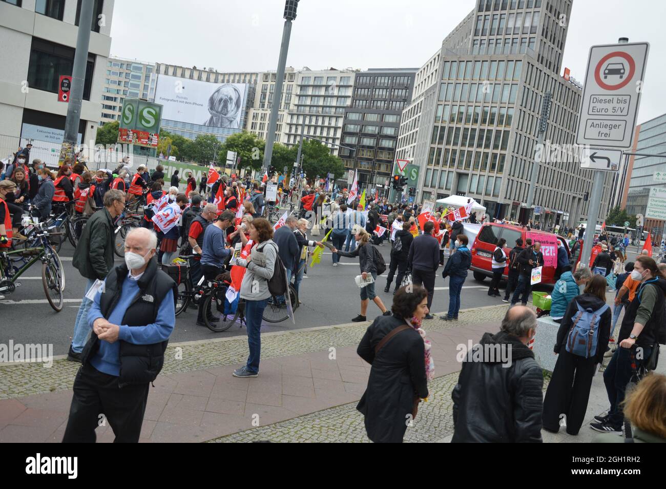 Demonstration for solidary society in Berlin, Germany - September 4, 2021. Stock Photo
