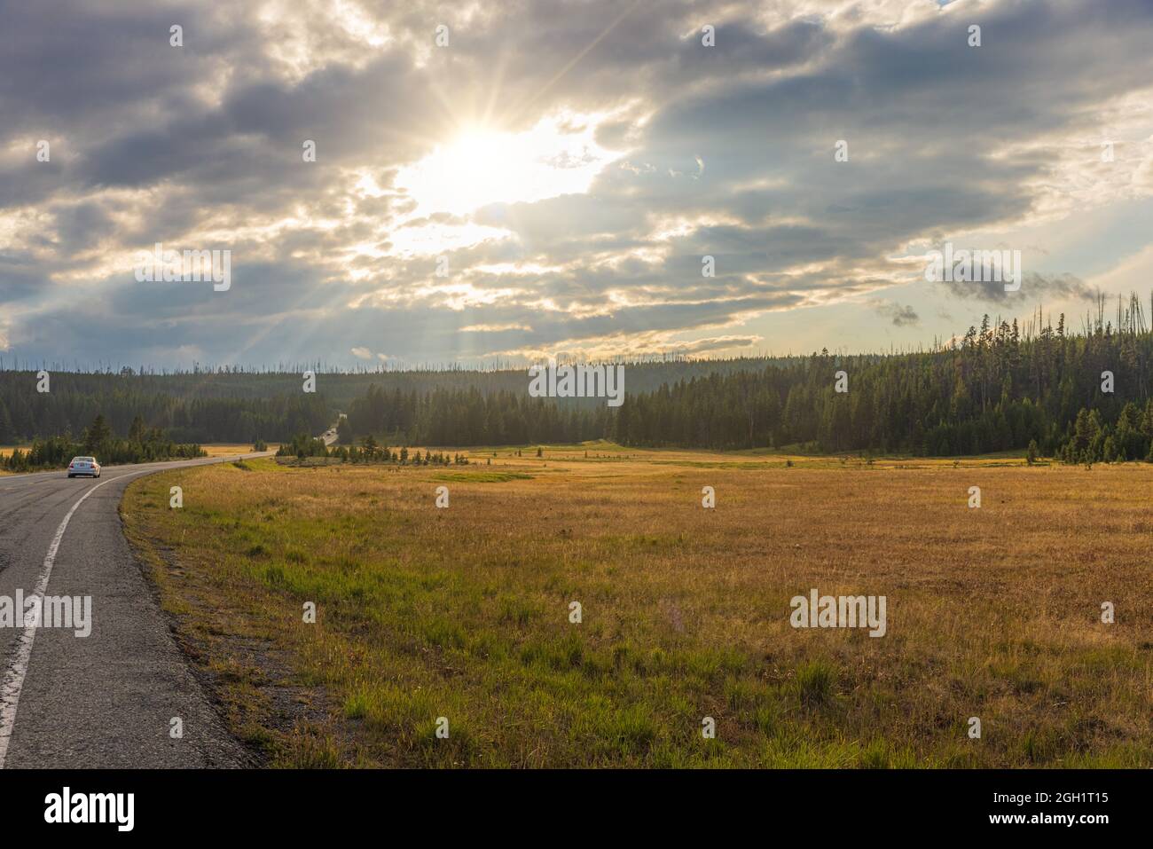 Sunset at the Yellowstone National Park, USA Stock Photo Alamy