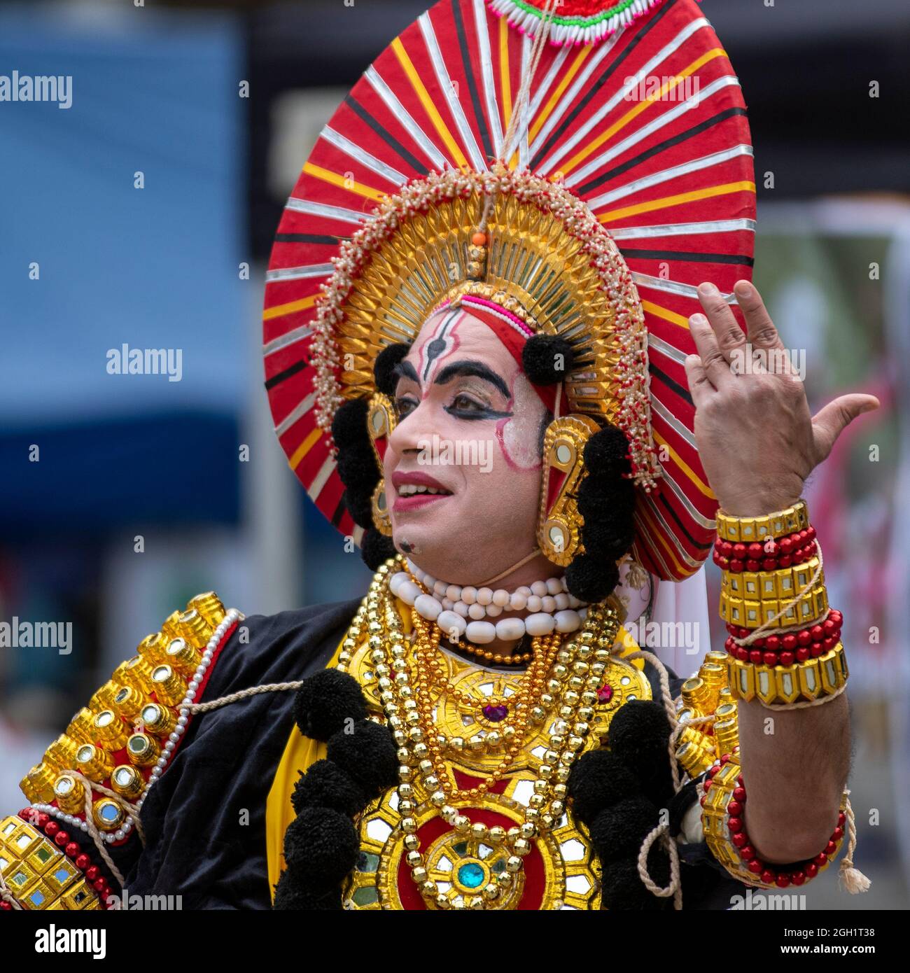 Indian yakshagana street theatre head dress hi-res stock ...