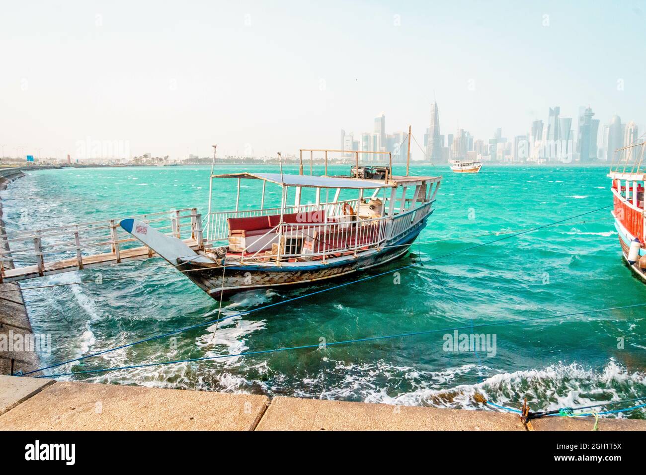 DOHA, QATAR Mar 01, 2019 A closeup shot of a boat in The Doha