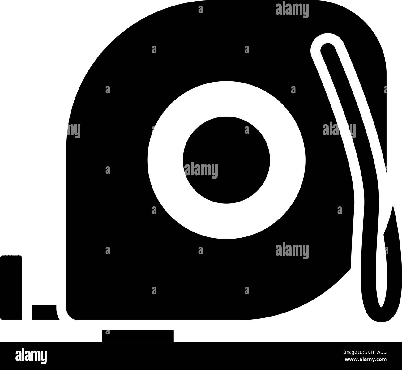 Icon Of Constriction Tape Measure. Black Stencil Design. Vector Illustration. Stock Vector